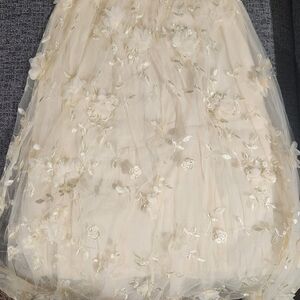 Elegant Cream Floral Womens Midi Skirt